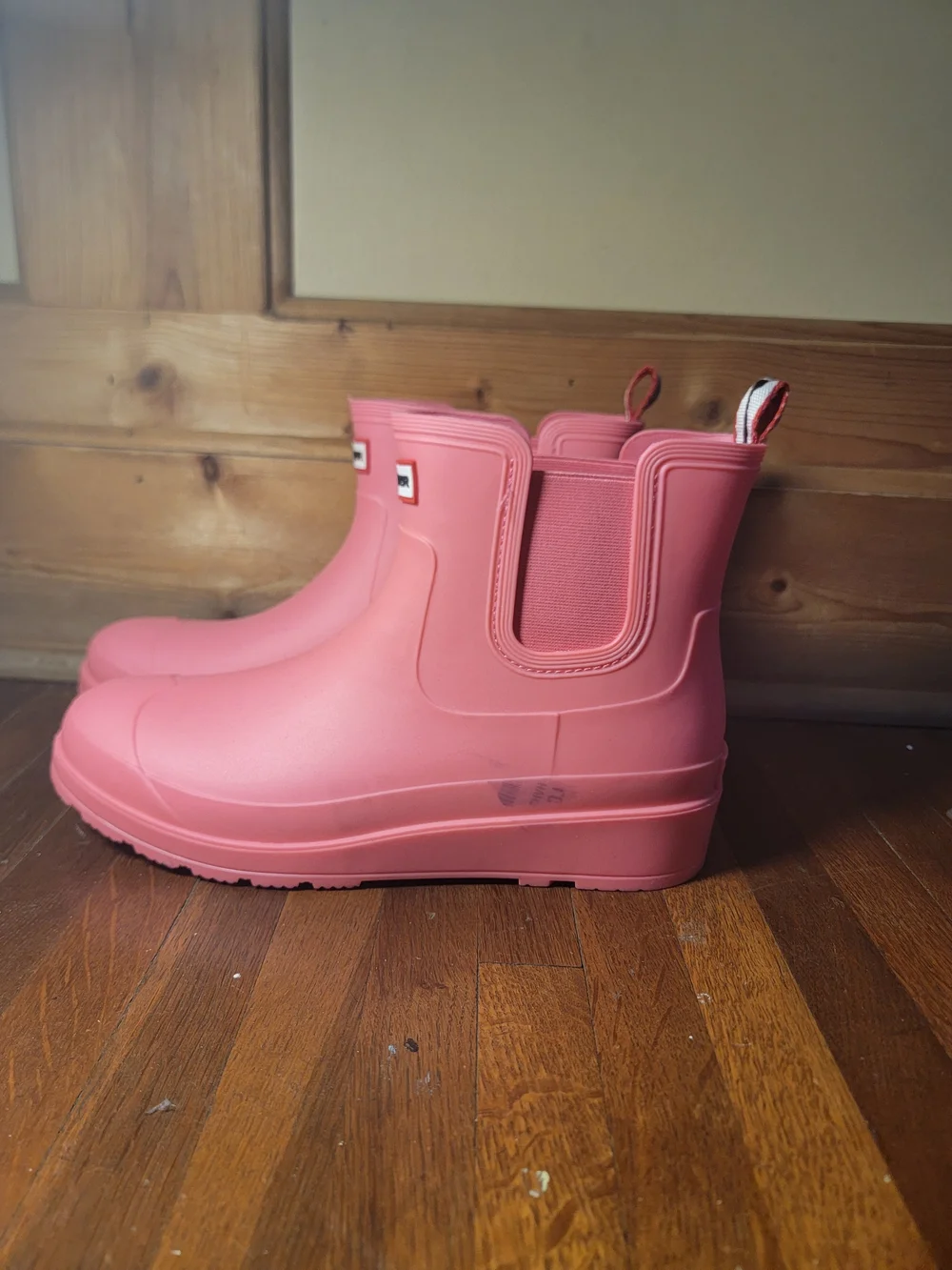 Hunter Pink Chelsea Rain Ankle Boots